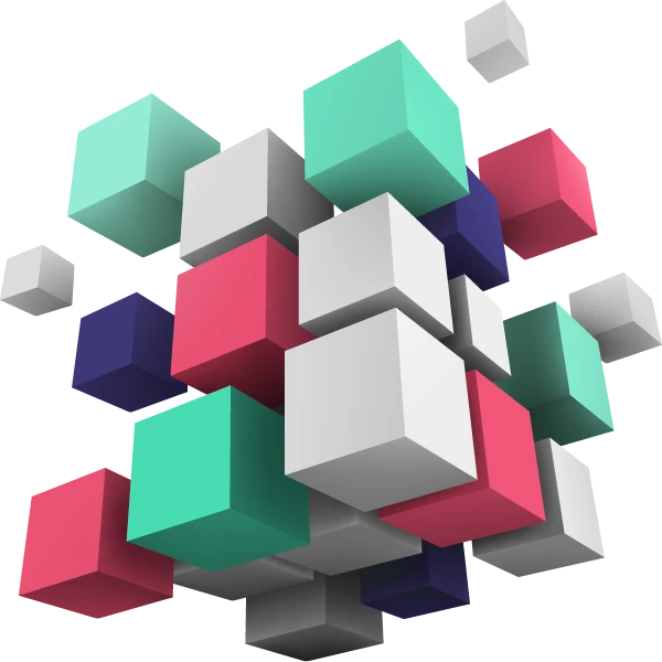 3D cube consisting of many small individual cubes