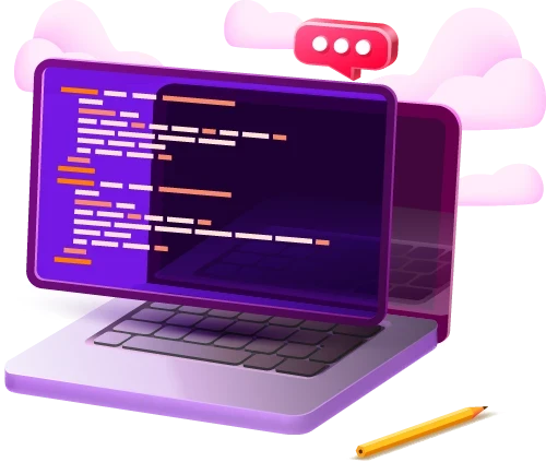 Laptop mit Code-Editor im Bildschirm
