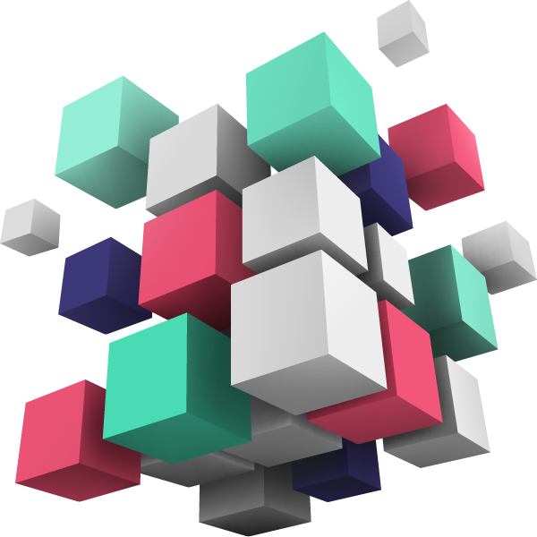 3D cube consisting of many small individual cubes