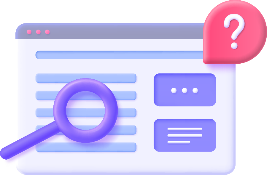 Magnifying glass searching a website